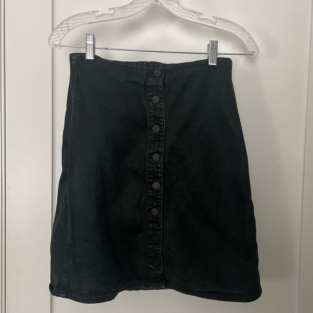 all Saints denim black button up skirt